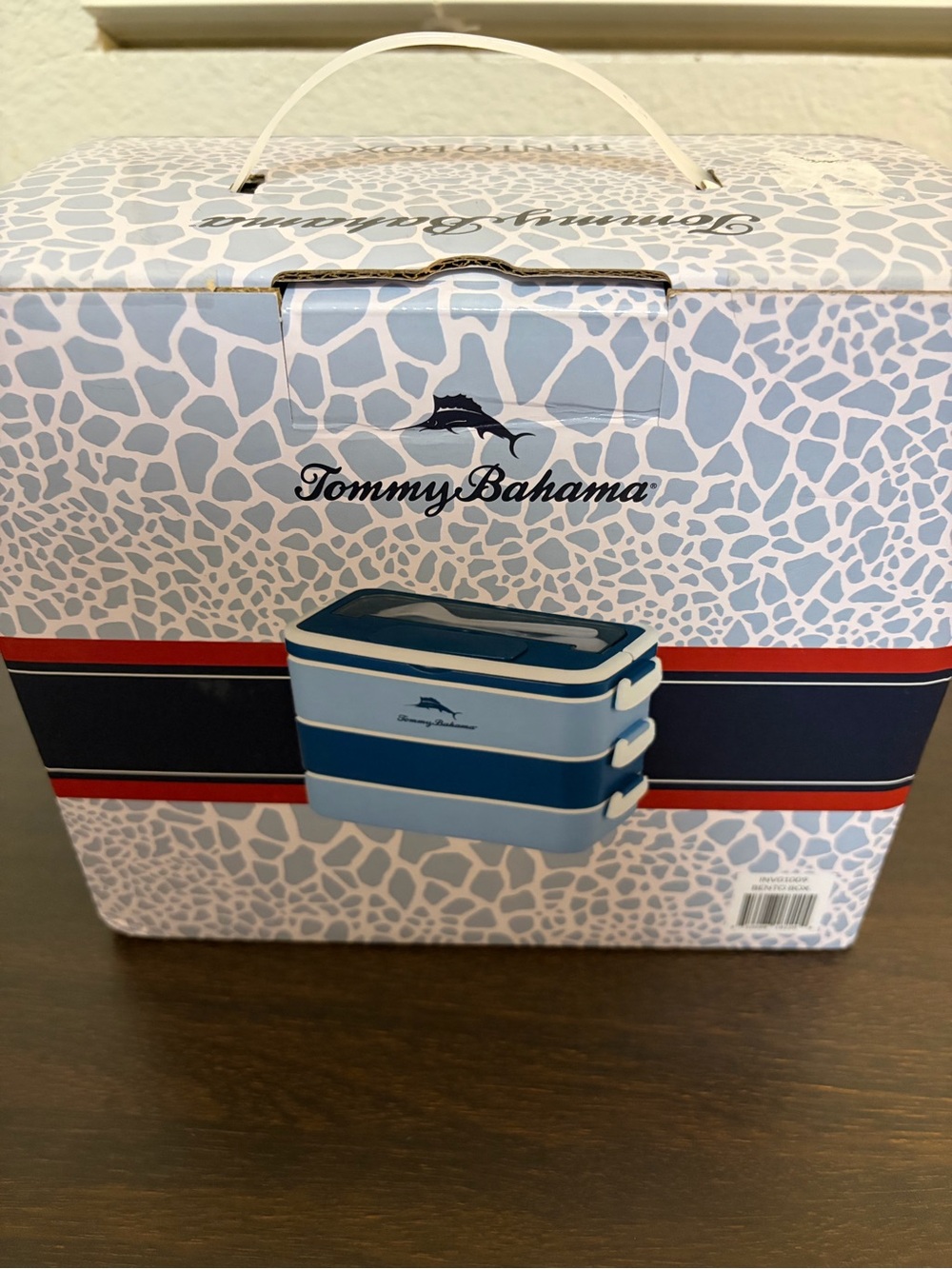 Tommy Bahama Stackable Lunch Box Set in Navy & Light Blue